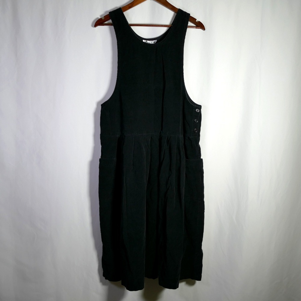 VTG Mizz Lizz Womens Corduroy Midi Jumper Dress Size 7 8 Pockets Overall Country